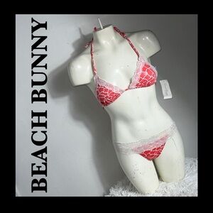 Beach Bunny Coral Giraffe and White Lace Bikini